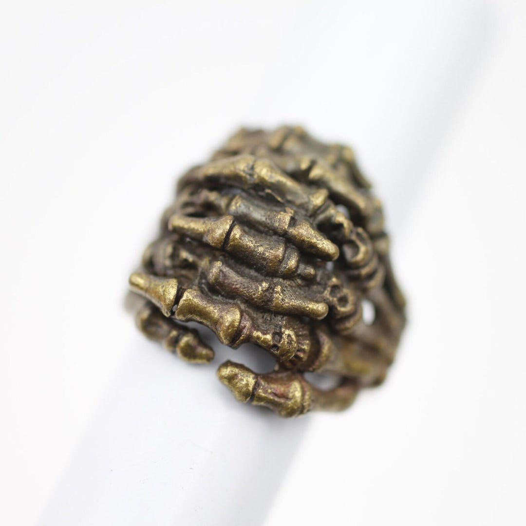Antique Bronze Skeleton Ring, Bone Finger Ring, Gothic Ring, Punk ...