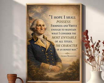 George Washington-citatposter | Historisk väggkonst | Patriotiskt vintageporträtttryck
