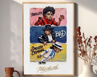 Póster de MJ / Icono del Rey de la Música Pop para Decoración de Pared (Sin Marco)