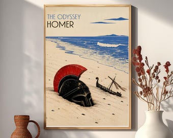 Póster de La Odisea / Lámina de la mitología griega de Homero / Arte mural de literatura clásica (sin marco)