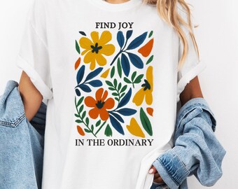 Floral Graphic Tee , Find Joy Shirt , Comfort Colors Botanical Top , Nature Lover Gift