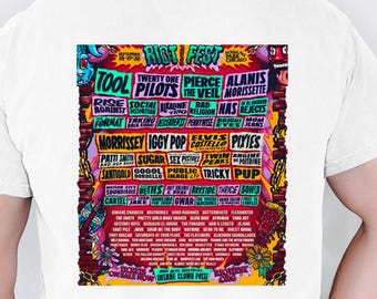 Riot Fest Chicago Music Festival T-shirt - Punkrockband-uppställningströja