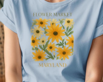 Maryland Flower Market Shirt , Black Eyed Susan Tee , Botanical State Pride , Wildflower Graphic