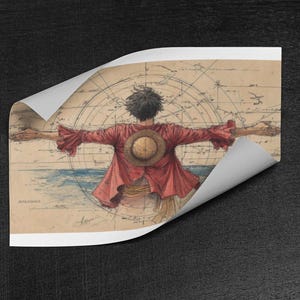 Póster de estilo anime vintage, lienzo impreso de Piratas del Sombrero de Paja, decoración para habitación estilo manga (sin marco) imagen 7