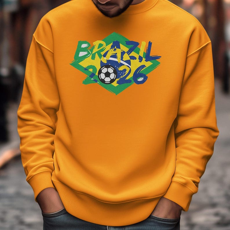 Brazil Flag Soccer Graphic Tee, World Tournament Football Supporters Shirt 画像 8