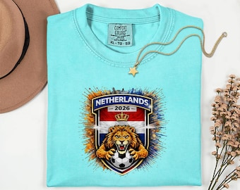 Camiseta de fútbol de los Países Bajos, camiseta gráfica con la mascota del Mundial 2026