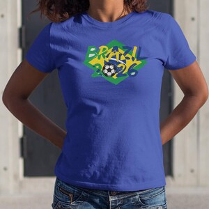 Brazil Flag Soccer Graphic Tee, World Tournament Football Supporters Shirt 画像 4
