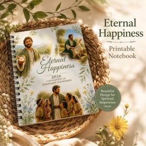 JW Convention Printable Notebook 2026 Eternal Happiness Stationery Notebook Jesus Digital Download DIY Journal