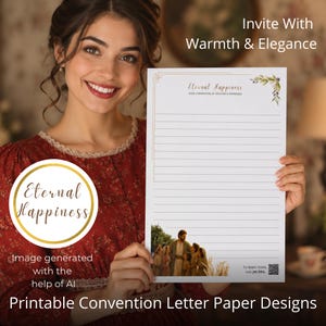 Juego de papelería para la Convención de Testigos de Jehová / Papel para escribir cartas "Felicidad Eterna 2026" (Descarga digital)