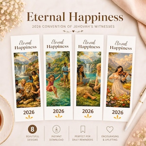 Regalo de Felicidad Eterna para la Convención 2026 / Regalo digital para Testigos de Jehová / Marcapáginas cristiano imprimible con temática del paraíso