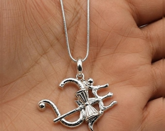 Silver Om Trishul  Necklace, Shiva Symbol Jewelry, Spiritual Silver Charm, Hindu Pendant, Minimalist Religious Necklace, Gift for Her Him