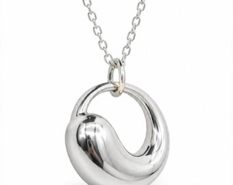 Sterling Silver Organic Circle Pendant Necklace, Minimalist Modern Statement Jewelry