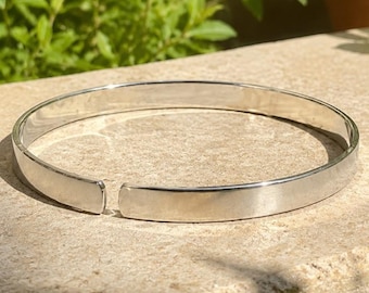 Minimalistische sterlingzilveren manchetarmband, open armband, stapelbare uniseks sieraden