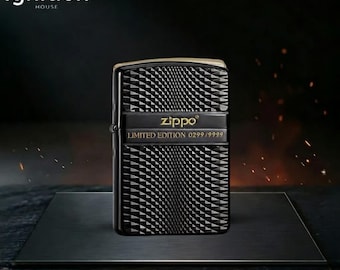 Black Geometric Optical Illusion Zippo Lighter, Limited Edition Rare Art, Unique Collectible Birthday Fathers Day Anniversary Gift for Him