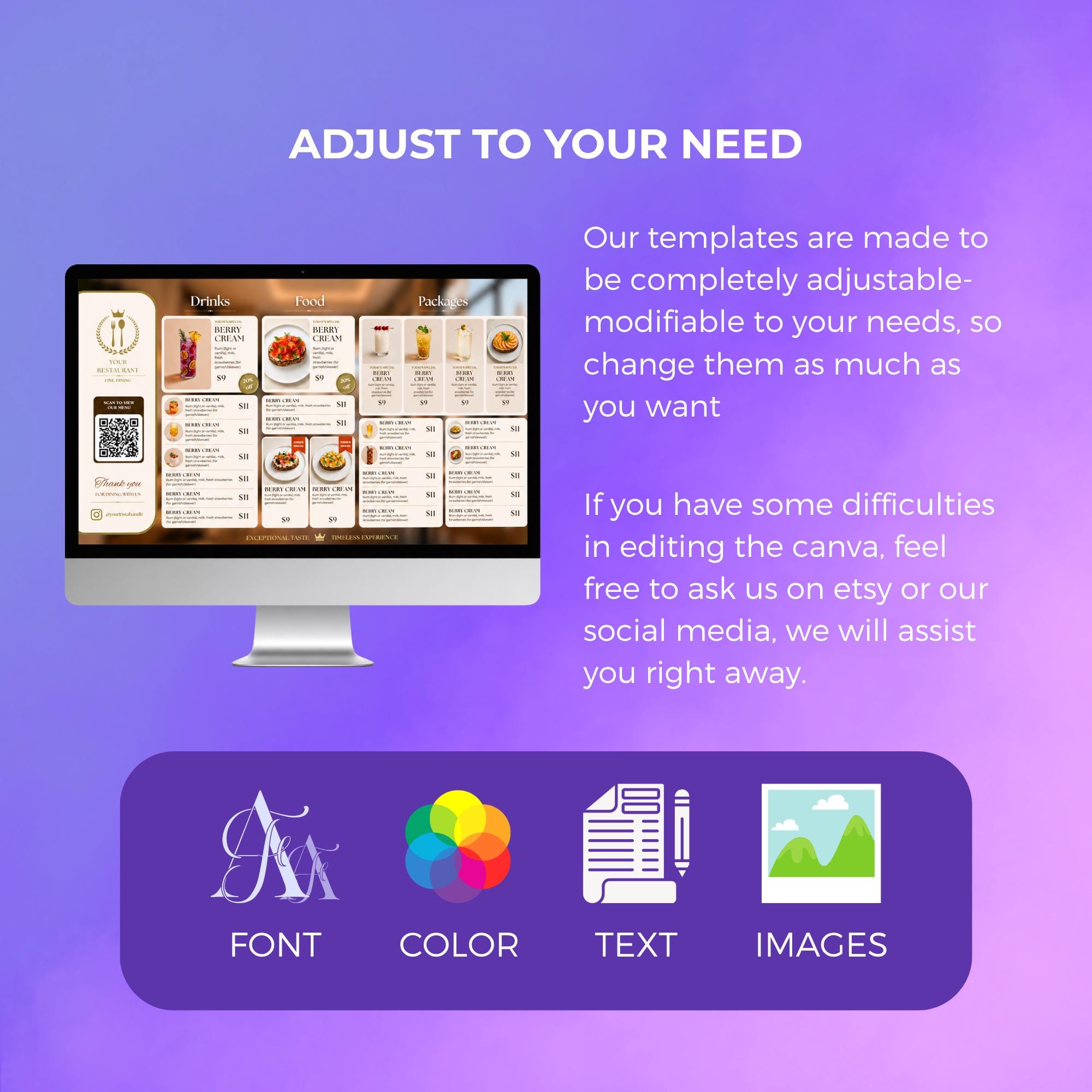 Animated Menu Template for TV Display, Elegant Minimalist Restaurant ...