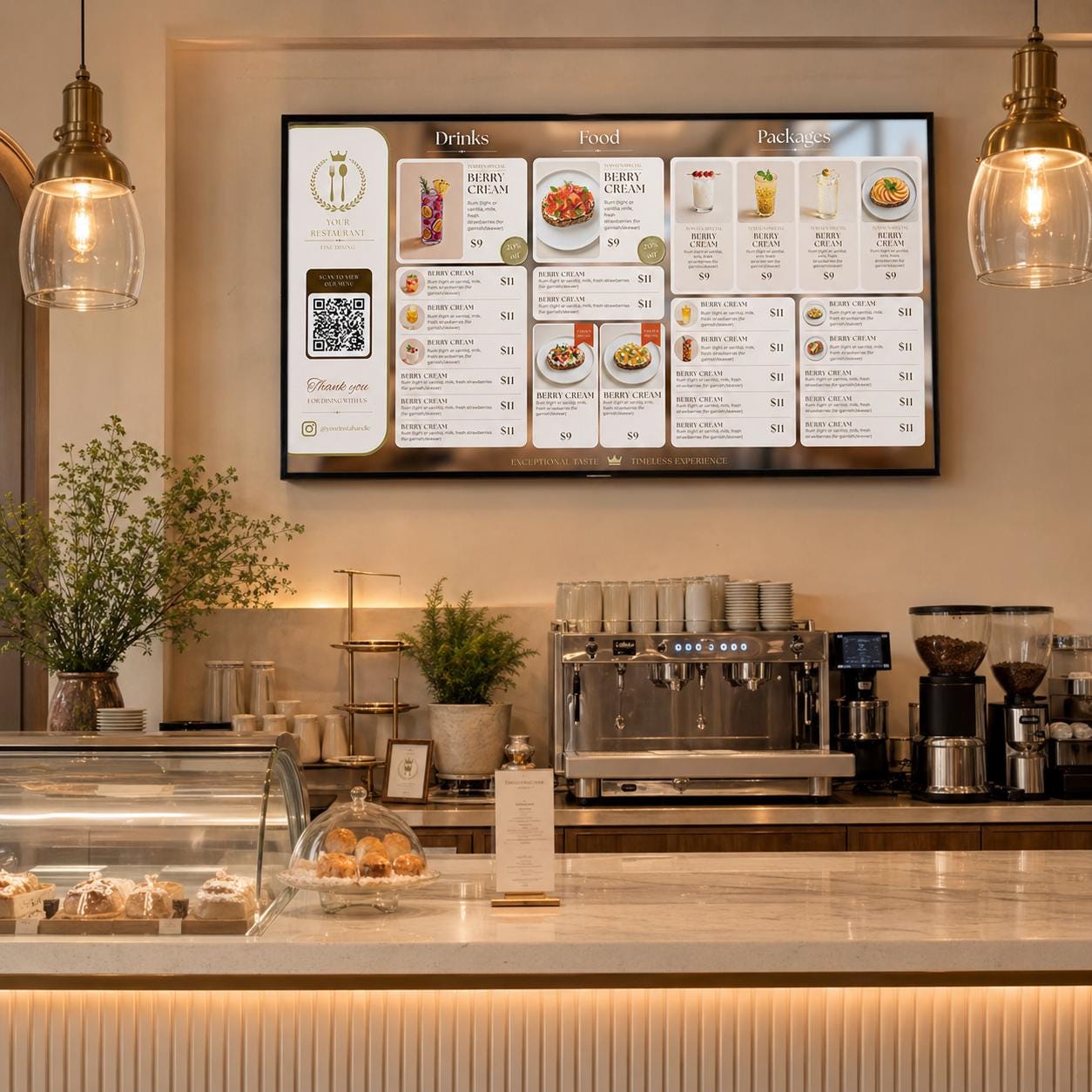 Animated Menu Template for TV Display, Elegant Minimalist Restaurant ...