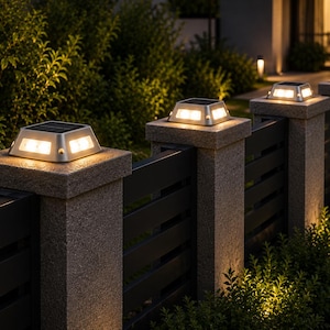 Waterdichte LED-grondlampen op zonne-energie voor buiten, geschikt voor terrassen, opritten, paden en hekken, en voor tuin en erf.