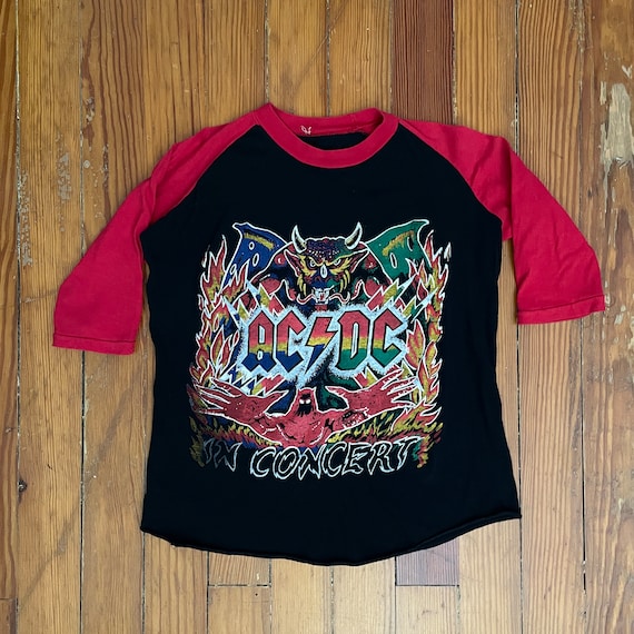 Vintage 80's AC/DC Bootleg Tour Tee, Band T-Shirt, Ra… - Gem