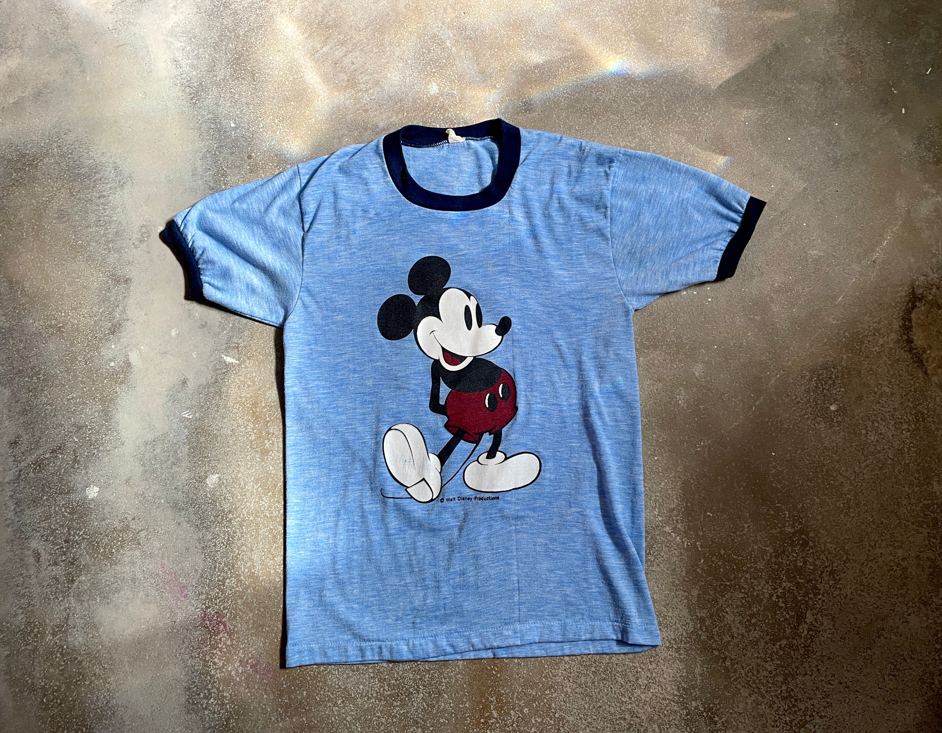 Vintage 70s 80s Mickey Mouse Ringer Tee, Double Sided Print Vintage 70s 80s Mickey Mouse Ringer Tee, Double Sided Print