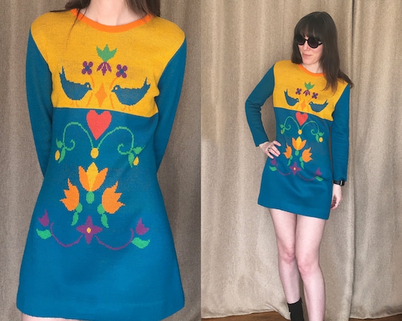 70s Mini Dress, Vintage Charlie's Girls Color Bloc