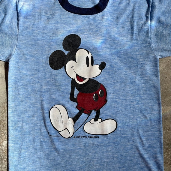 Vintage 70s 80s Mickey Mouse Ringer Tee, Double Sided Print Vintage 70s 80s Mickey Mouse Ringer Tee, Double Sided Print