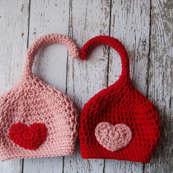 valentine twins baby hats - photography prop or hats