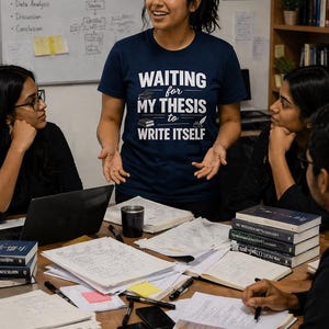 Waiting for My Thesis to Write Itself Shirt, Funny PhD Student Tee, Dissertation Humor Gift