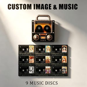 Music Fridge Magnet, Custom Music Set, Retro Cassette Player with 9 Personalized Photo Discs, Kitchen Fridge Decor, Christmas  Voice Message