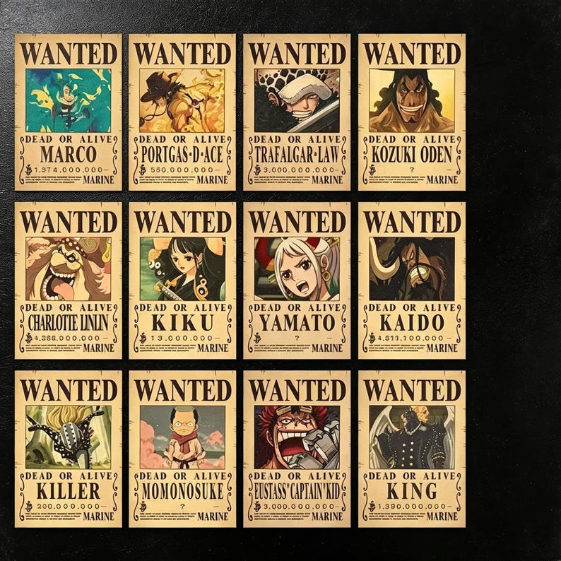 One Piece Wanted Poster Stickers | Luffy Nami Zoro Anime Decals