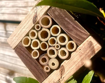 Haven for Foragers - Chestnut Wood Solitary Bee Hotel - Pollinator Shelter - Insect Refuge - Handmade