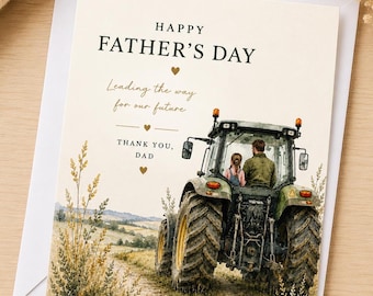 Happy Fathers Day.Tractor Father’s Day Card. Farmer Father’s Day card. Country Father’s Day card
