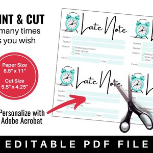 Late Note.pdf Late Note School Excuse From Parents - Etsy