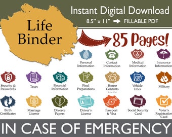 Life Binder, Home Management Binder, Emergency Binder, Life Organizer, Life Planner