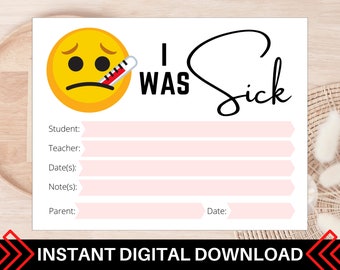 I Was Sick School Excuse Note from Parents