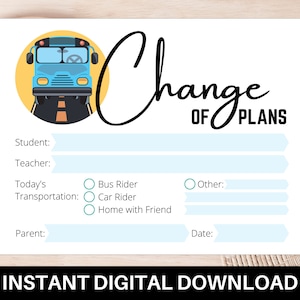 Changement de plans Note d'excuse scolaire des parents