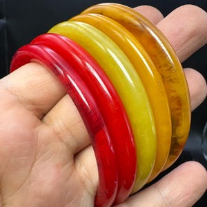 Set of 5 Vintage Catalin Bangles – Art Deco Style Bakelite Bracelets
