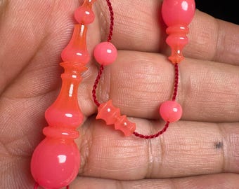 Rosario antiguo alemán de baquelita Catalin rosa neón, 33 unidades (23,32 g)