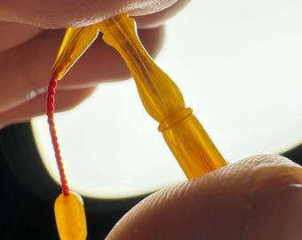 Mini Tasbih antico tedesco in catalina con 33 perle, giallo miele marmorizzato, 5,39 g, Misbaha