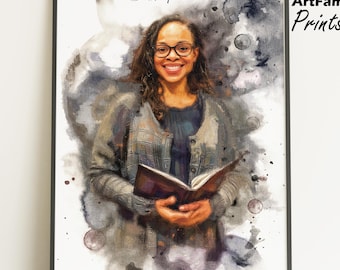 Teacher Gift, Custom Portrait from Photo, Personalised Framed Thank You Print for Teachers