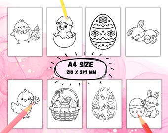 Easter Coloring Pages - 20 Instant Download Printable Pages for Children