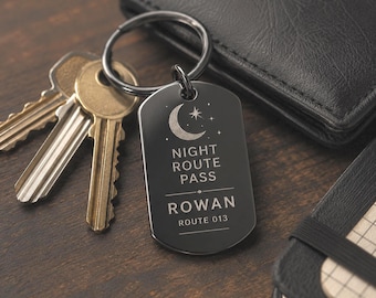 Personalized Gothic Metal Tag, Custom Black Engraved Bag Charm, Ita Bag Keychain, Dark Moon ID Pendant, Gamer Gift, limbus company