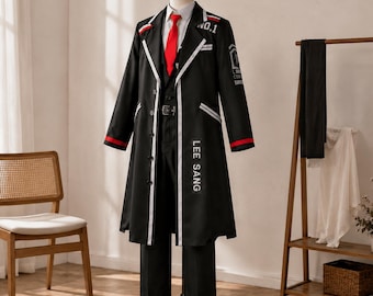 limbus company Black Red Cosplay Costume Set, Long Coat Uniform with Optional Wig, Adult Convention Outfit