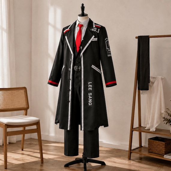 Limbus Company 但丁 コスプレ 道具 Limbus Company Black Red Cosplay Costume Set, Long Coat Uniform