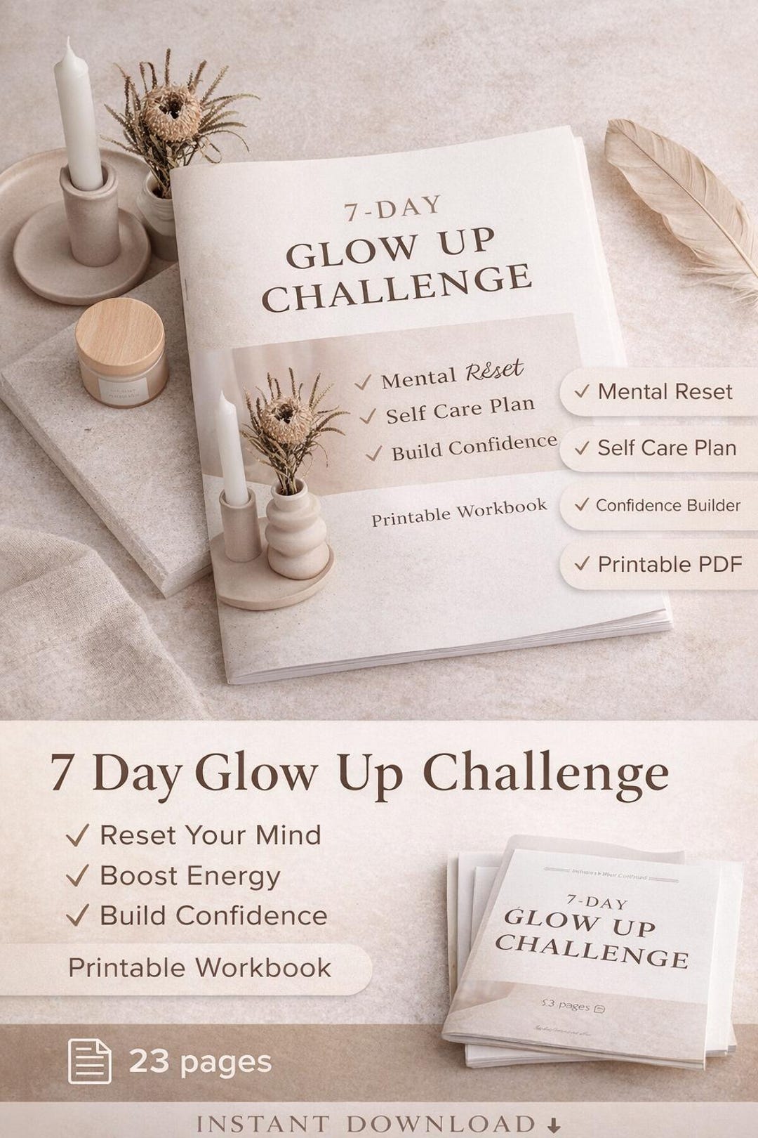 7-day Glow up Challenge: Self Care Reset Workbook (printable PDF) - Etsy