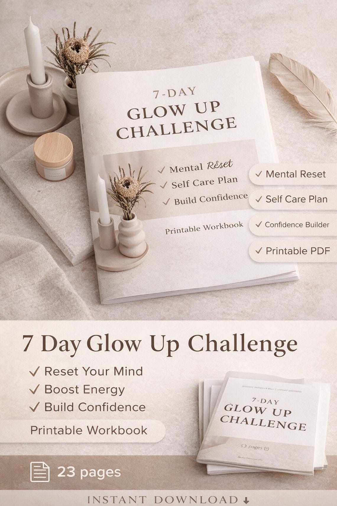 7-day Glow up Challenge: Self Care Reset Workbook (printable PDF) - Etsy