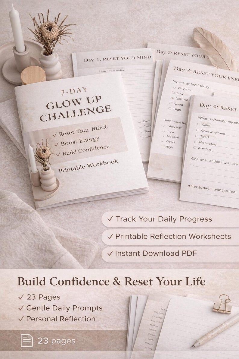 7-day Glow up Challenge: Self Care Reset Workbook (printable PDF) - Etsy