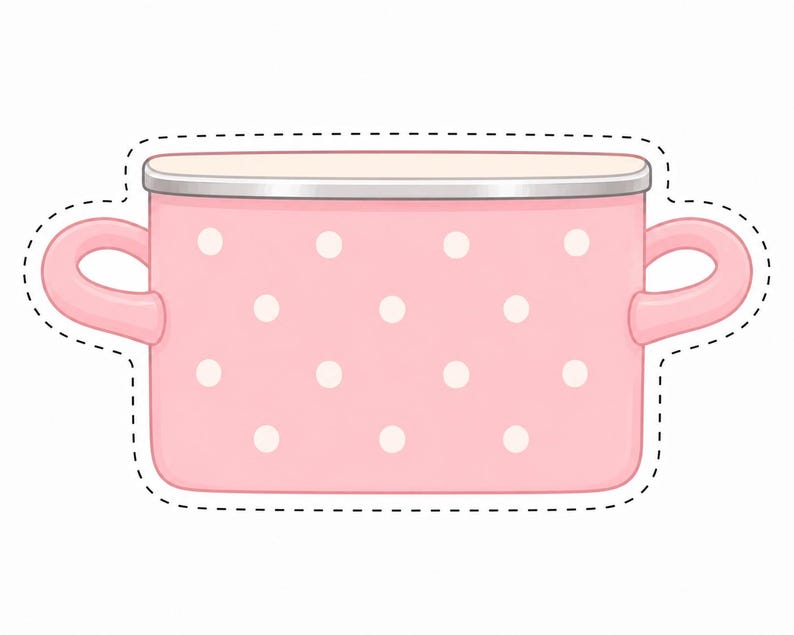 Printable reusable cooking pot pocket for pretend play kitchen activities. Children can cook and store paper ravioli while developing fine motor skills, sequencing, dramatic play, Montessori learning, preschool education, and homeschool fun.