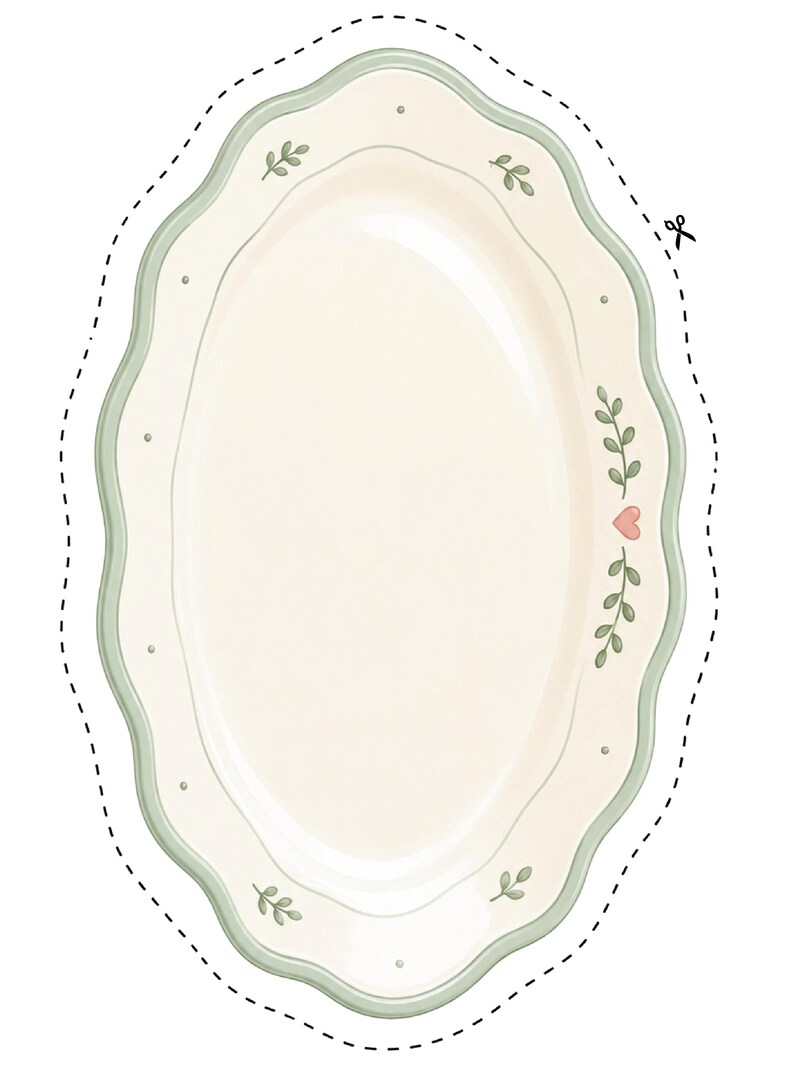 Printable serving platter for pretend play kitchen and paper ravioli activities. Children can plate and serve their finished ravioli while practicing imaginative play, Montessori learning, preschool education, homeschool projects, and food vocabulary.