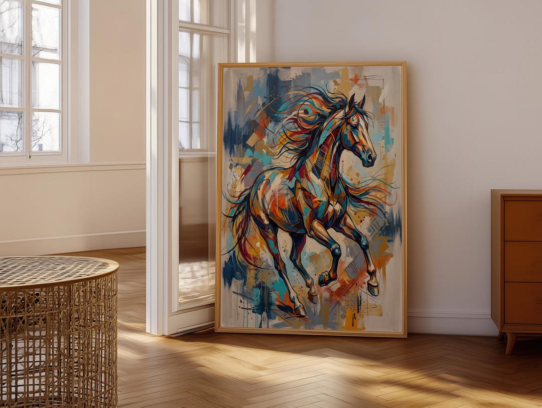 Dynamic Horse Wall Art - Vibrant Abstract Horse Painting - Colorful ...
