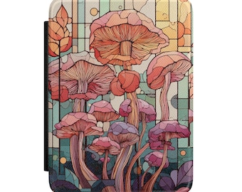 Funda para Kindle con diseño de seta de vidrieras, estilo rústico oscuro, funda para Kindle con diseño de seta, estilo duende, seta, decoración de bosque